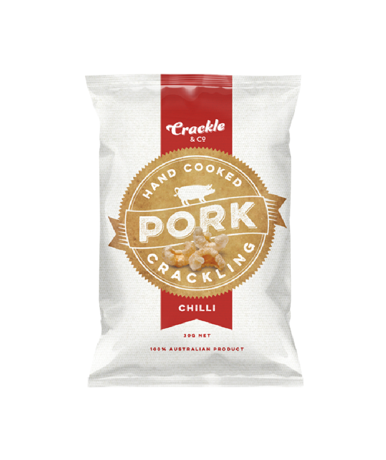 *Crackle & Co Pork Crackling Chilli 30g Snack pack