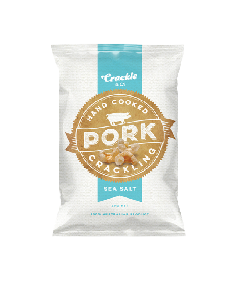 *Crackle & Co Pork Crackling Sea Salt 30g Snack pack